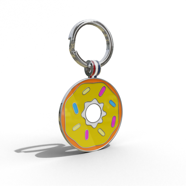 Yellow Donut Round Shaped Engravable Tag