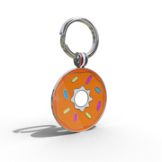 Orange Donut Round Shaped Engravable Tag