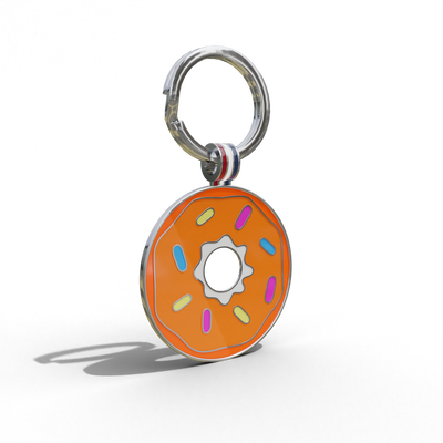 Orange Donut Round Shaped Engravable Tag