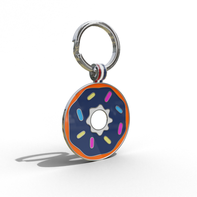 Navy Donut Round Shaped Engravable Tag