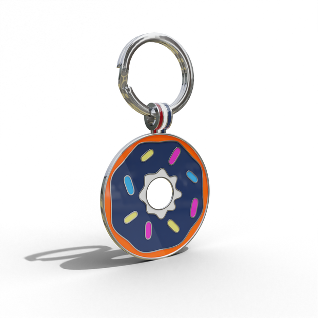 Navy Donut Round Shaped Engravable Tag