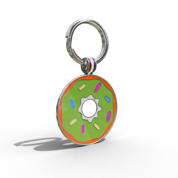 Green Donut Round Shaped Engravable Tag