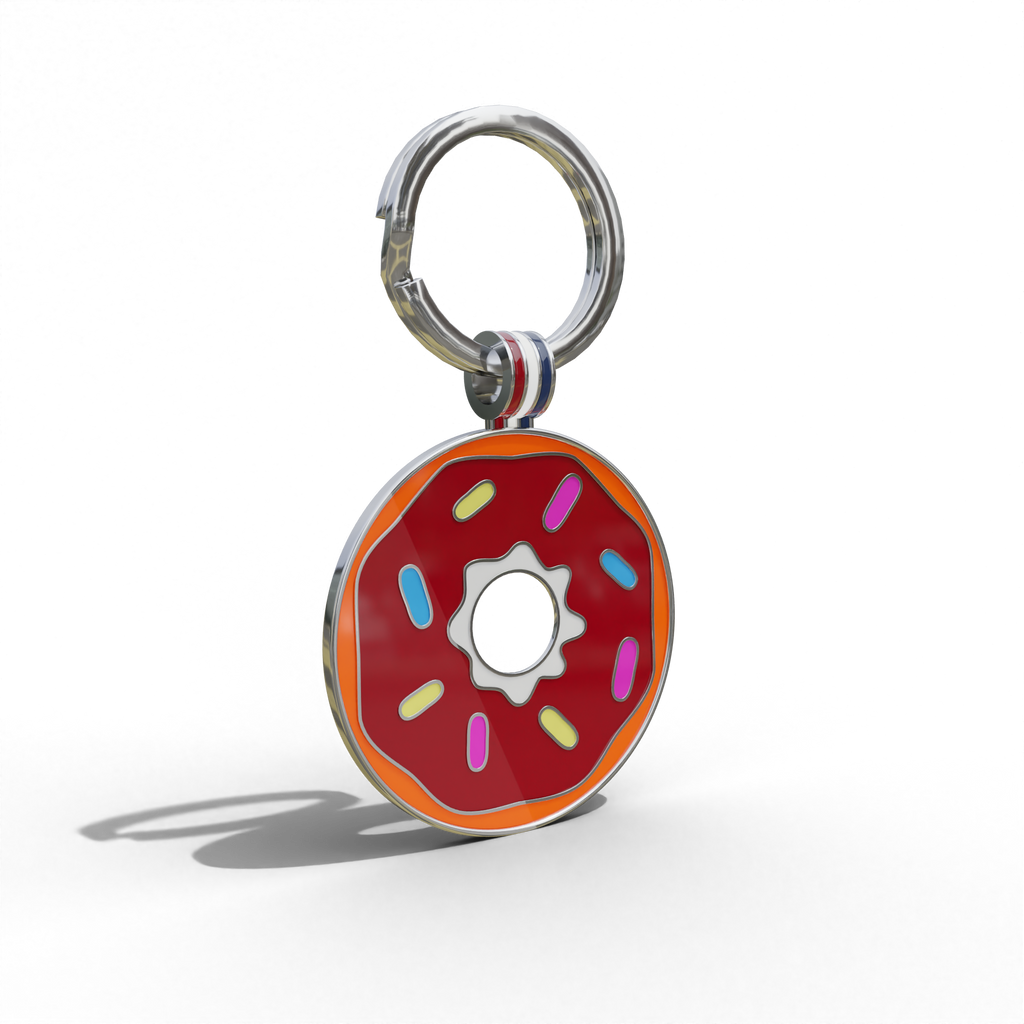 Red Donut Round Shaped Engravable Tag