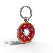 Red Donut Round Shaped Engravable Tag