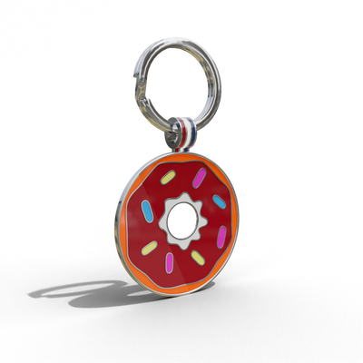 Red Donut Round Shaped Engravable Tag