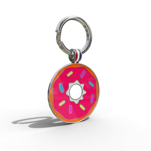 Dark Pink Donut Round Shaped Engravable Tag