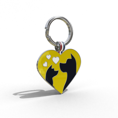 Yellow Friends Heart Shaped Pet Engravable Tag