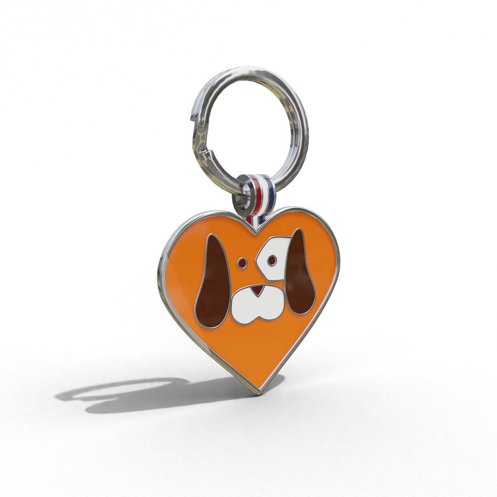 Orange Heart Shaped Engravable Tag