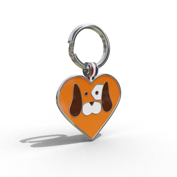 Orange Heart Shaped Engravable Tag