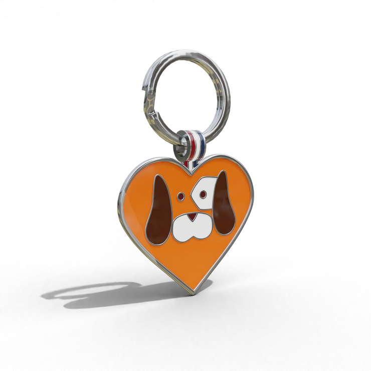 Orange Heart Shaped Engravable Tag