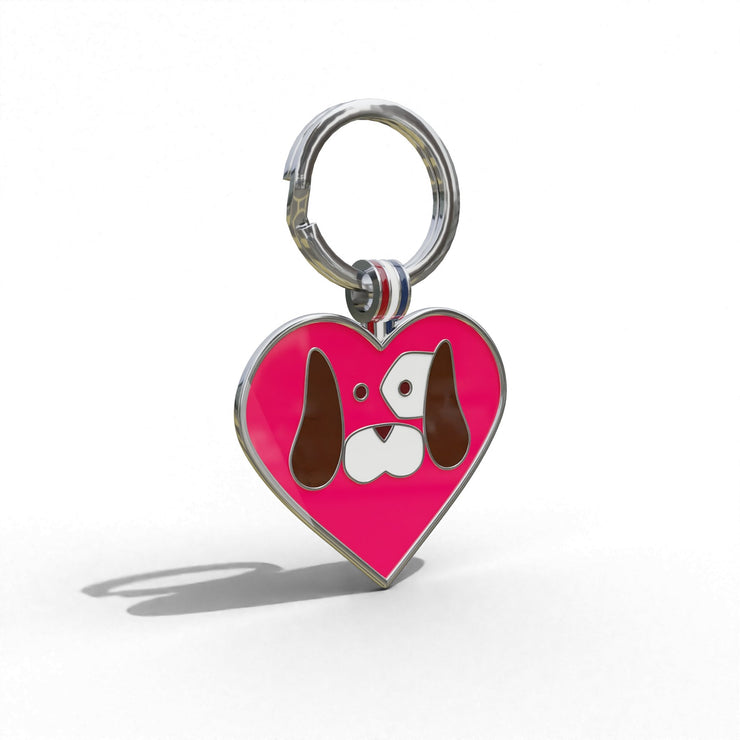 Dark Pink Heart Pet Engravable Tag