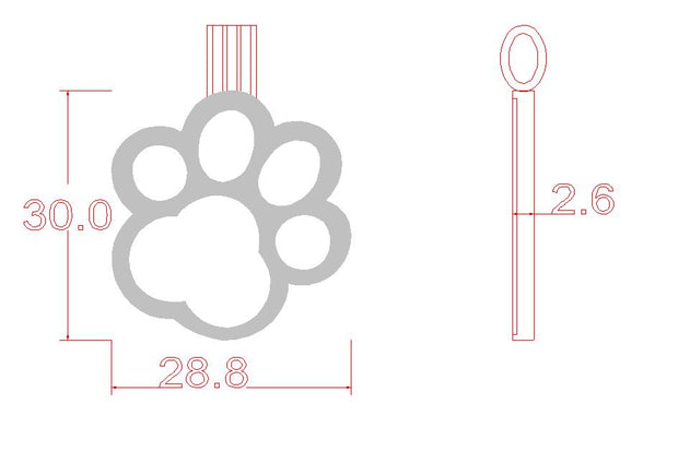 Red Paw Shaped Engravable Tag