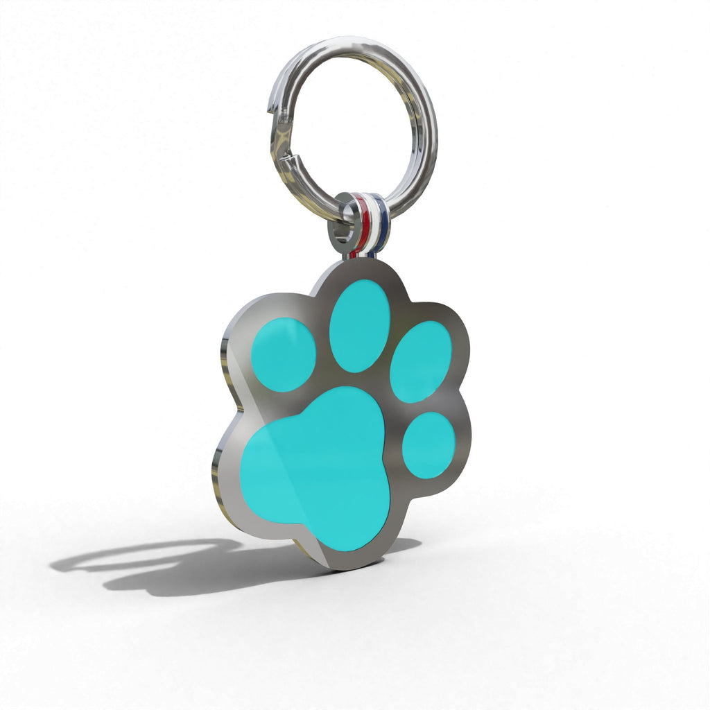 Aqua Paw Shaped Engravable Tag