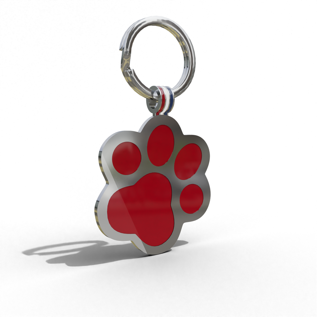 Red Paw Shaped Engravable Tag