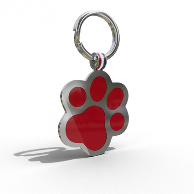 Red Paw Shaped Engravable Tag