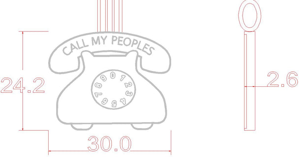 Aqua Telephone 'Call My Peoples" Engravable Tag