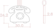 Dark Pink Telephone 'Call My Peoples" Engravable Tag