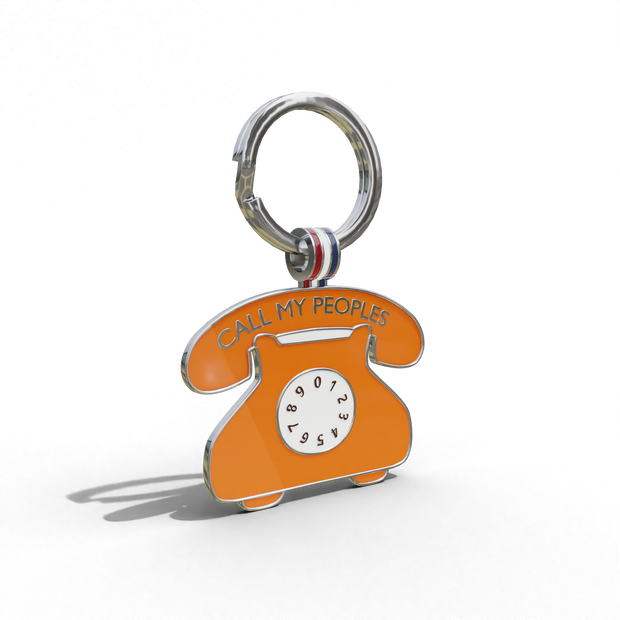 Orange 'Call My Peoples" Telephone shaped Engravable Tag