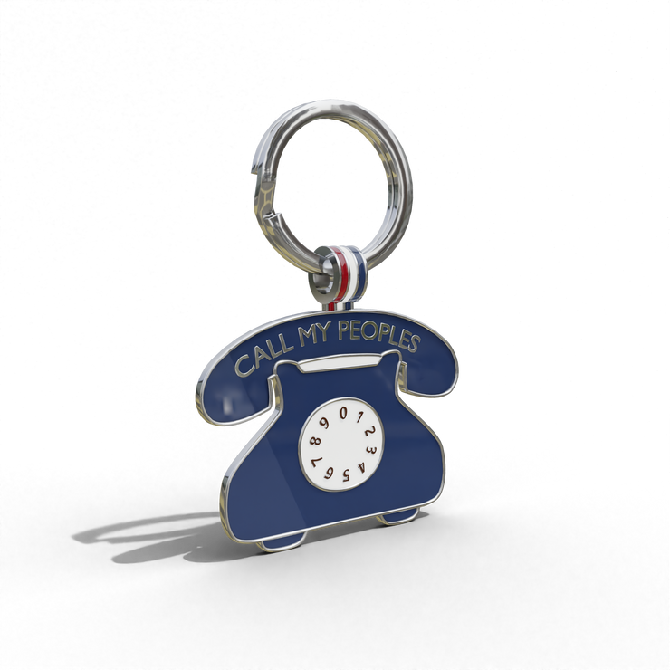 Navy 'Call My Peoples' Telephone Shaped Engravable Tag