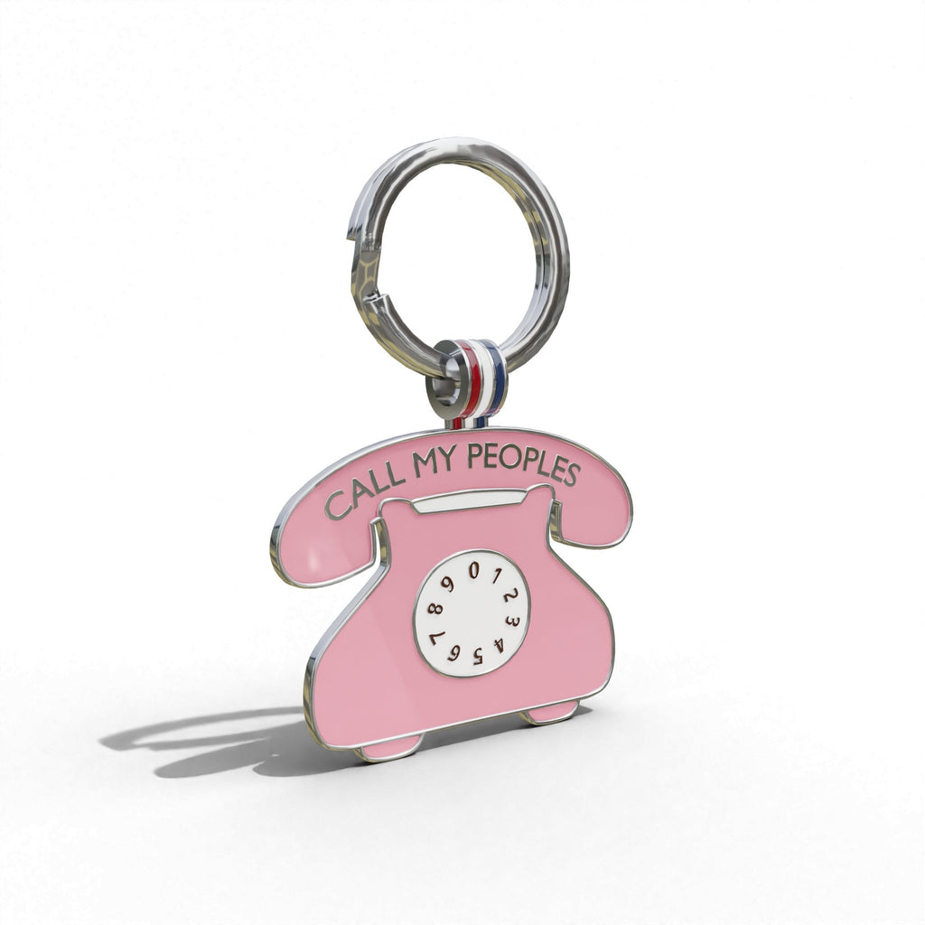 Light Pink “Call My Peoples” Telephone shaped Engravable Tag