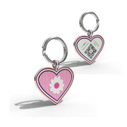 Premium Heart Shaped Dark Pink Daisy On Stripe QR Tag